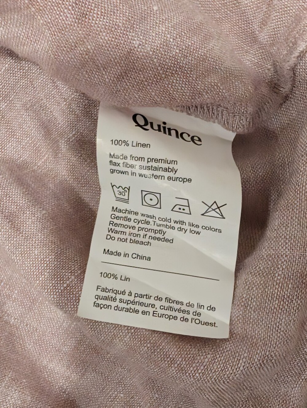 Quince | 100% European Linen Short Sleeve Popover Top In Vintage Pink Chambray - Picture 11 of 15
